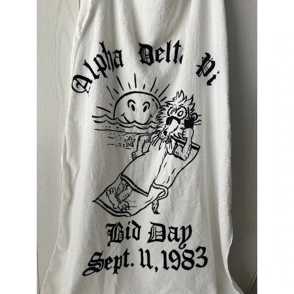 Vtg Alpha Delta Pi Sorority Towel 1983 Beach Party 58